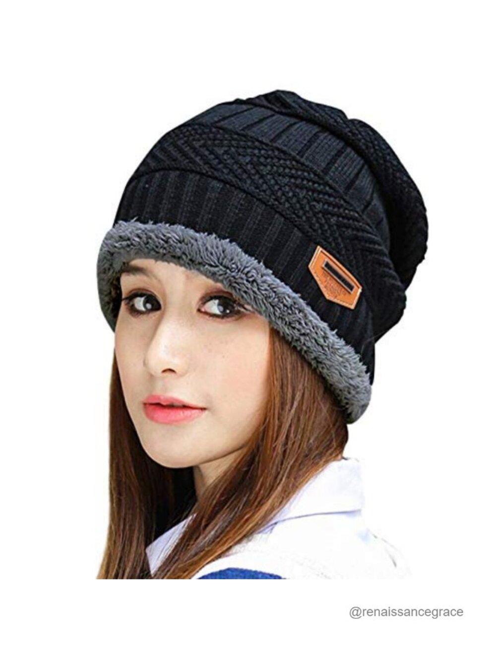 Womens Thick Warm Fleece Lined Slouchy Knit Beanie Skully Hat